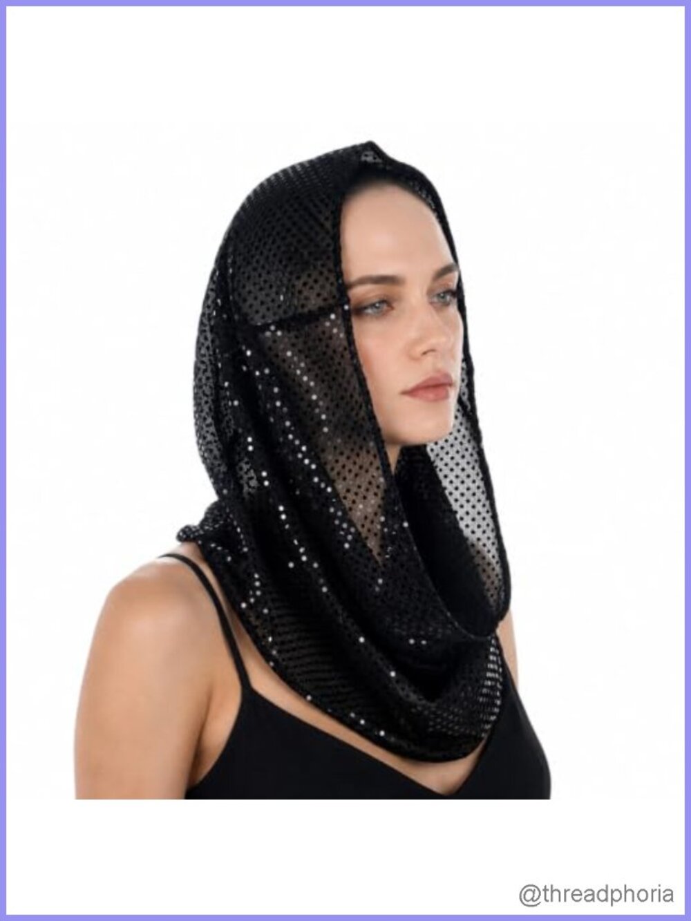 Sequined Rave Head Scarf Black Carnival Festival Wrap